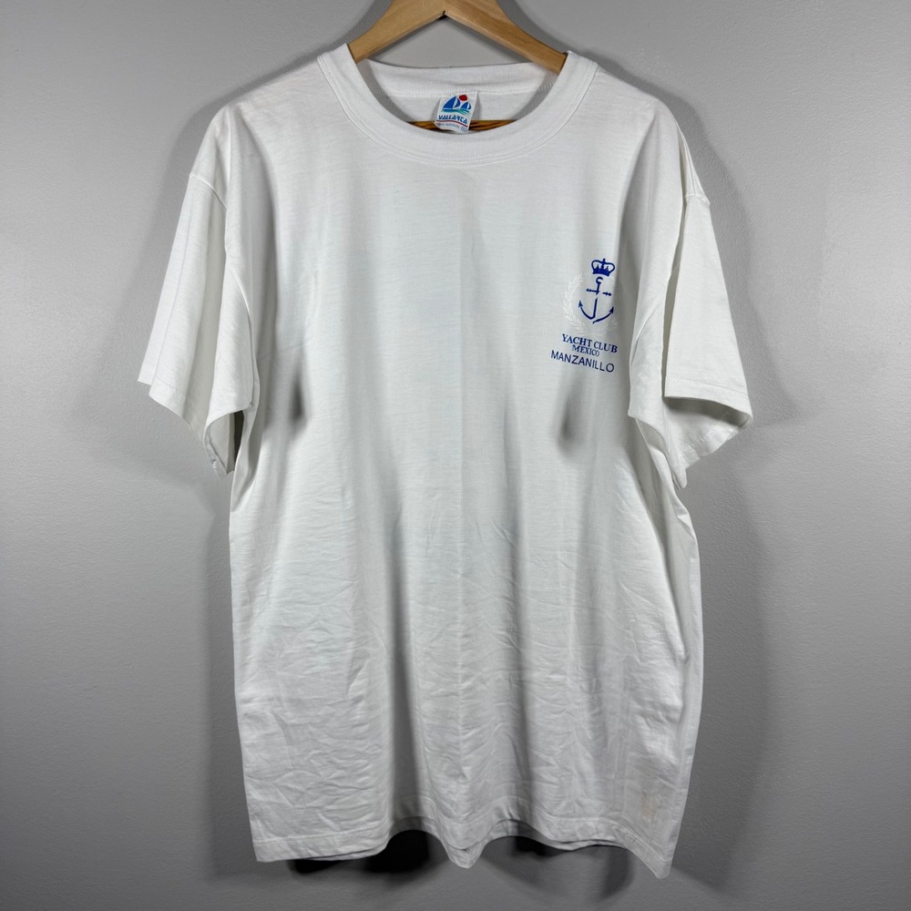Vallarta Yacht Club Mexico Manzanillo Anchor Graphic T-Shirt White XL